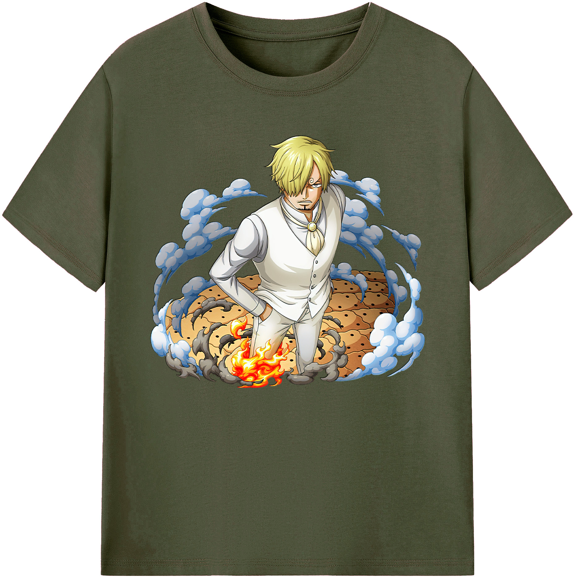 （画像用） ワンピース サンジ ONE PIECE Sanji 綿100％ メンズ半袖Tシャツ｜肌触りやわらか＆通気性